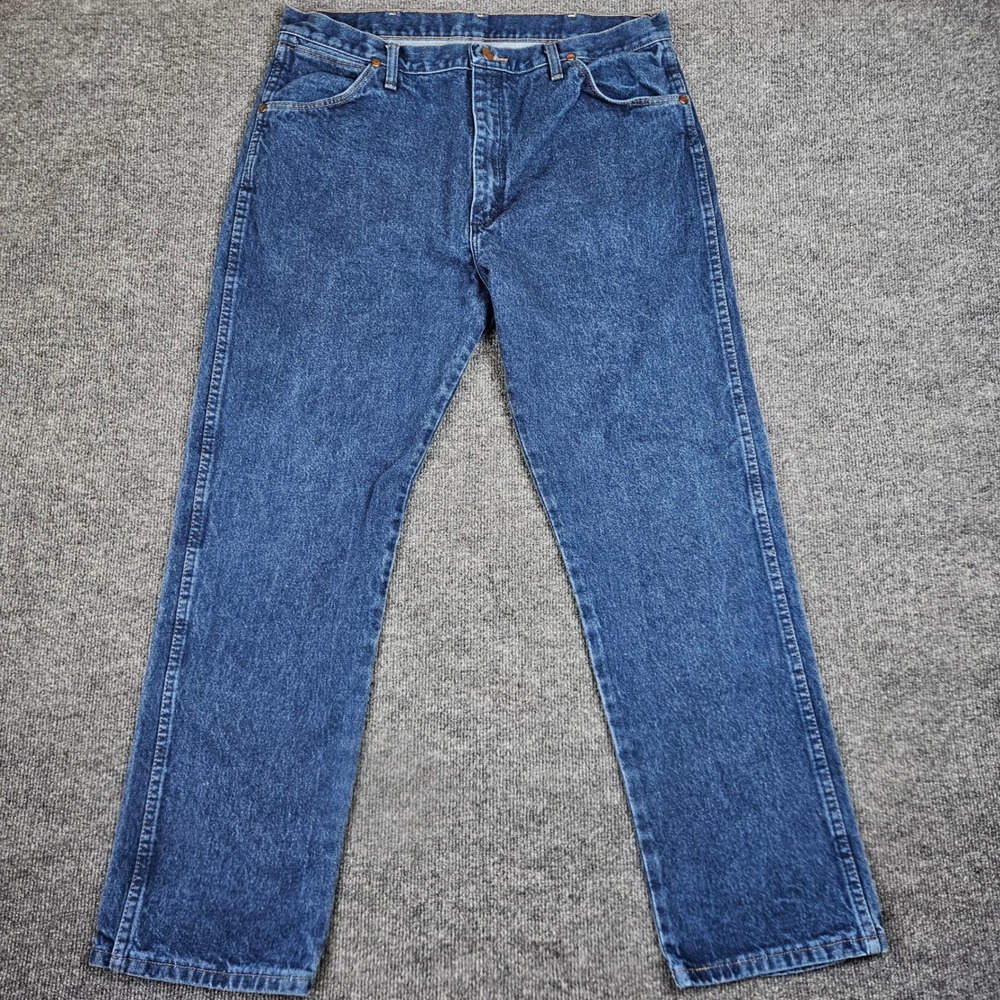 Wrangler 13MWZPW Cowboy Cut Original Fit Jeans Men's 38x32 Denim Dark Wash Blue
